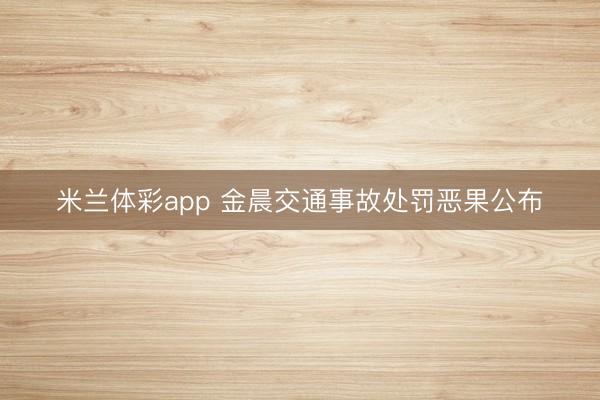 米兰体彩app 金晨交通事故处罚恶果公布