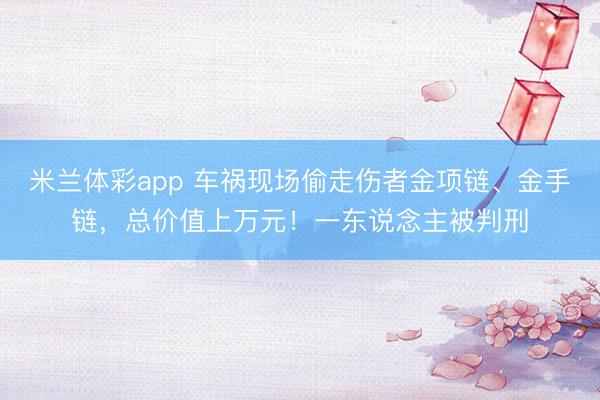 米兰体彩app 车祸现场偷走伤者金项链、金手链，总价值上万元！一东说念主被判刑