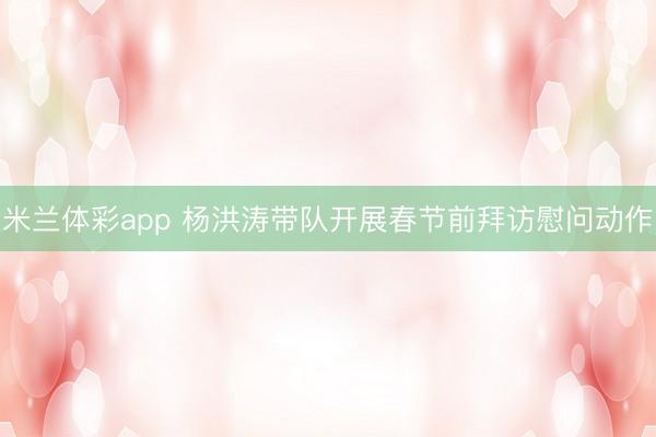 米兰体彩app 杨洪涛带队开展春节前拜访慰问动作