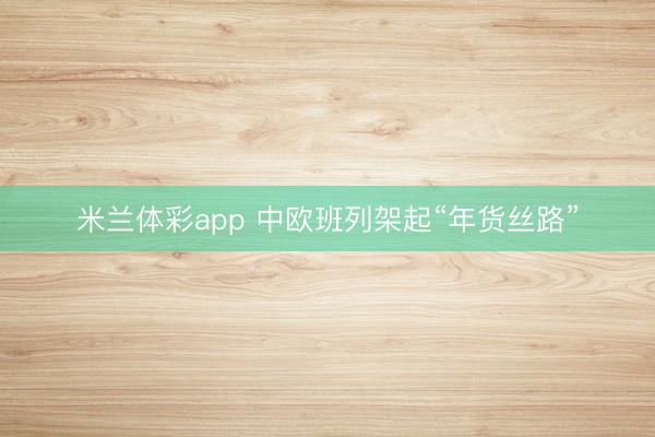 米兰体彩app 中欧班列架起“年货丝路”
