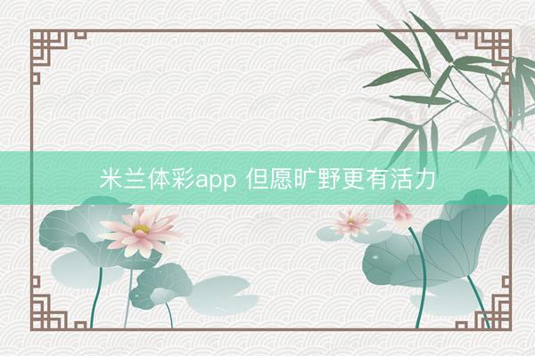 米兰体彩app 但愿旷野更有活力
