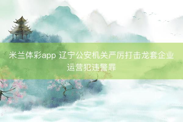米兰体彩app 辽宁公安机关严厉打击龙套企业运营犯违警罪
