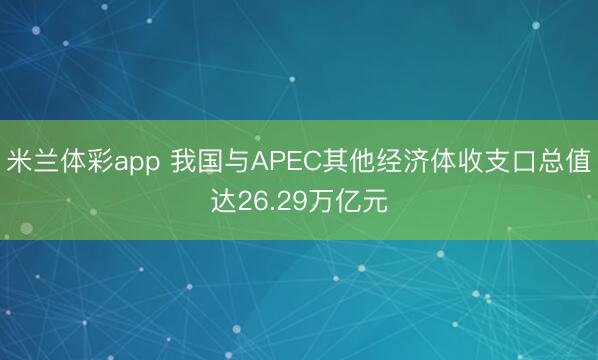 米兰体彩app 我国与APEC其他经济体收支口总值达26.29万亿元