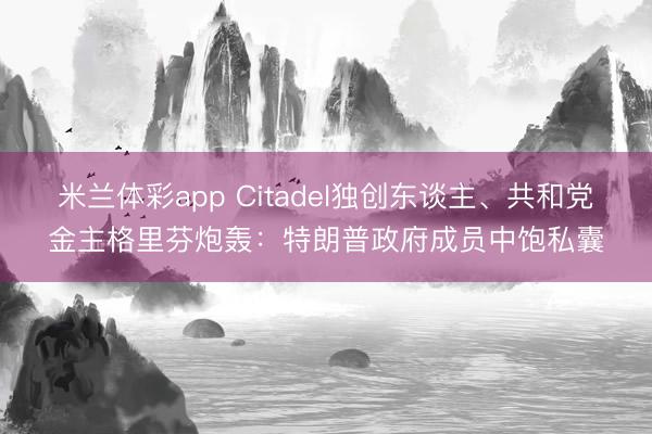 米兰体彩app Citadel独创东谈主、共和党金主格里芬炮轰:特朗普政府成员中饱私囊