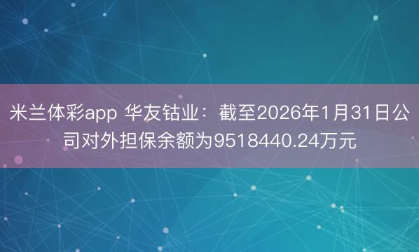 米兰体彩app 华友钴业:截至2026年1月31日公司对外担保余额为9518440.24万元