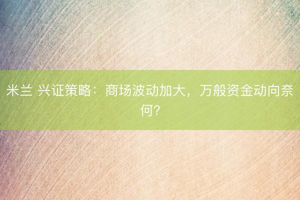 米兰 兴证策略：商场波动加大，万般资金动向奈何？