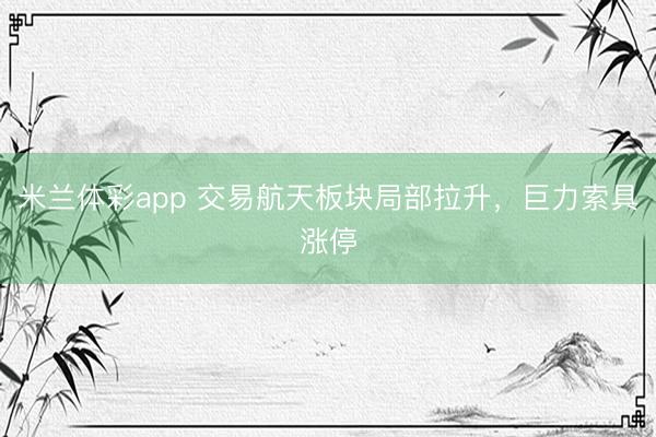 米兰体彩app 交易航天板块局部拉升，巨力索具涨停