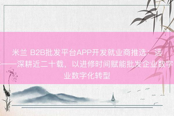 米兰 B2B批发平台APP开发就业商推选：远丰软件——深耕近二十载，以进修时间赋能批发企业数字化转型