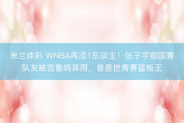 米兰体彩 WNBA再添1东谈主！张子宇前国青队友被宫鲁鸣弃用，曾是世青赛篮板王
