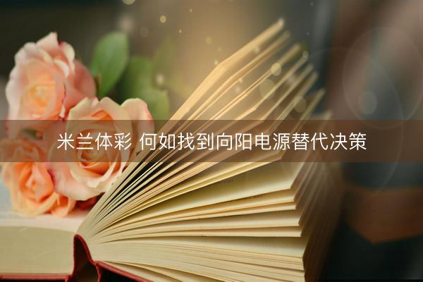 米兰体彩 何如找到向阳电源替代决策