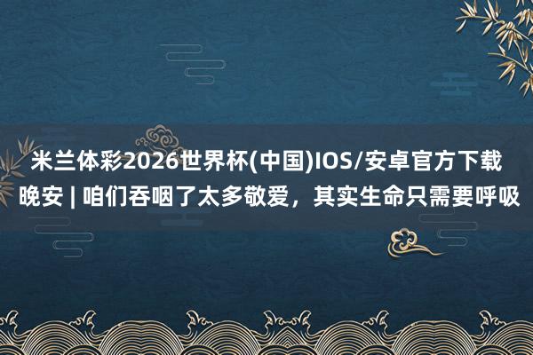 米兰体彩2026世界杯(中国)IOS/安卓官方下载 晚安 | 咱们吞咽了太多敬爱，其实生命只需要呼吸