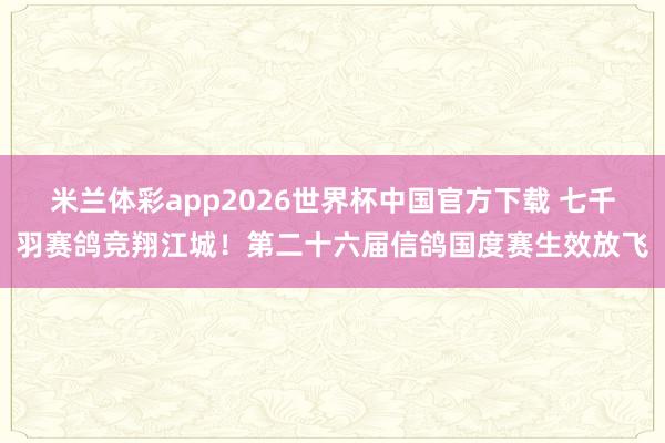 米兰体彩app2026世界杯中国官方下载 七千羽赛鸽竞翔江城！第二十六届信鸽国度赛生效放飞