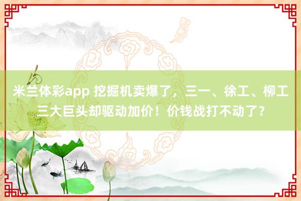 米兰体彩app 挖掘机卖爆了,三一、徐工、柳工三大巨头却驱动加价!价钱战打不动了?