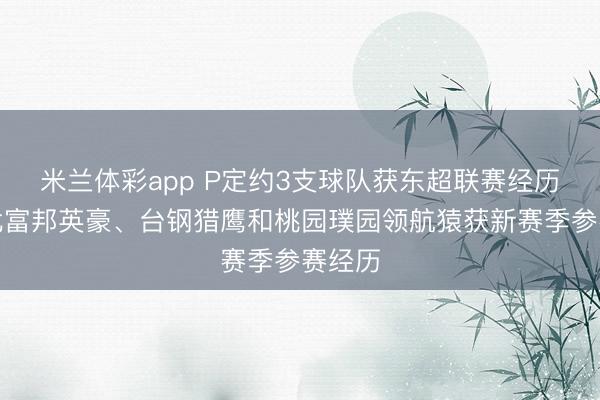 米兰体彩app P定约3支球队获东超联赛经历!台北富邦英豪、台钢猎鹰和桃园璞园领航猿获新赛季参赛经历