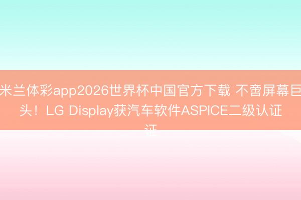 米兰体彩app2026世界杯中国官方下载 不啻屏幕巨头!LG Display获汽车软件ASPICE二级认证