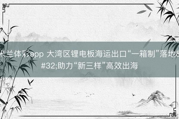 米兰体彩app 大湾区锂电板海运出口“一箱制”落地 助力“新三样”高效出海
