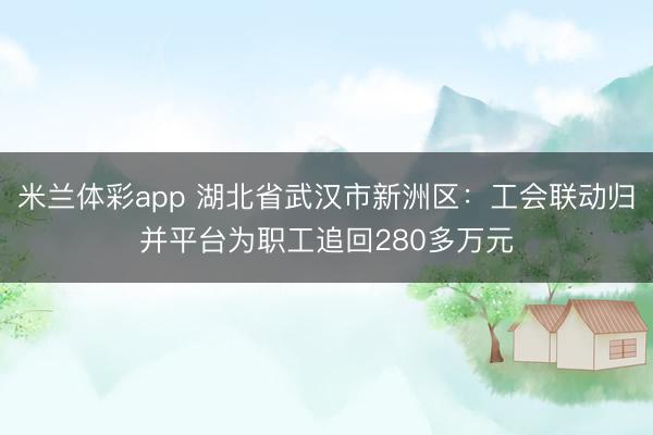 米兰体彩app 湖北省武汉市新洲区：工会联动归并平台为职工追回280多万元