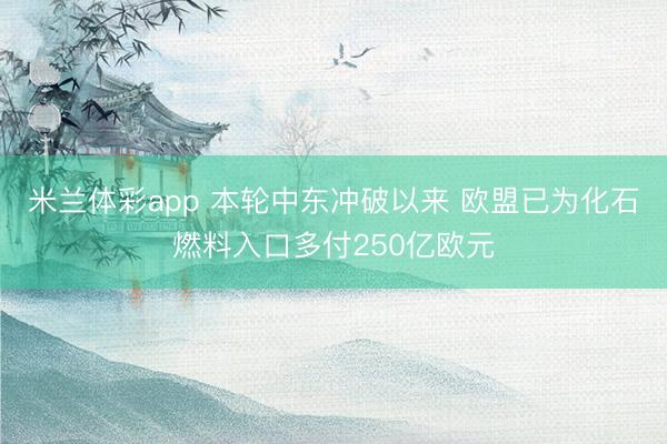 米兰体彩app 本轮中东冲破以来 欧盟已为化石燃料入口多付250亿欧元