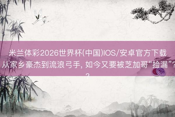 米兰体彩2026世界杯(中国)IOS/安卓官方下载 从家乡豪杰到流浪弓手， 如今又要被芝加哥“捡漏”?